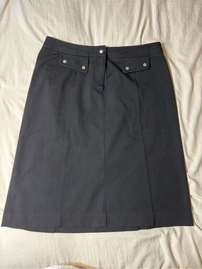 Classic Mark Shale Black A-Line Skirt with Snap Flap Pockets size 12